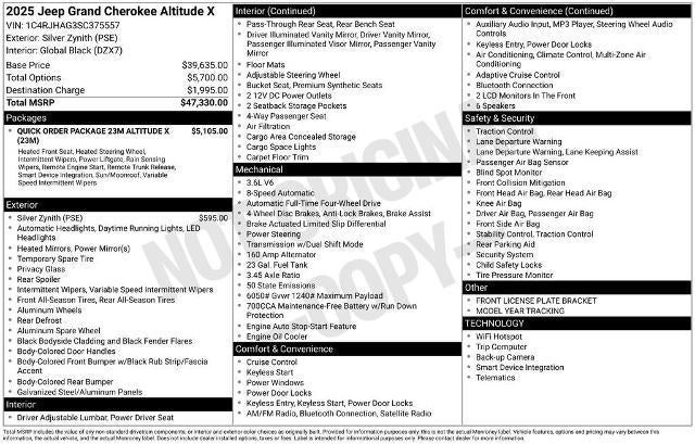 2025 Jeep Grand Cherokee Altitude X 4x4