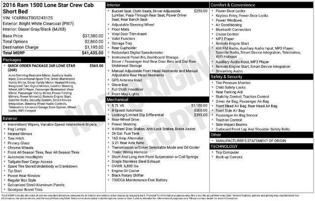 2016 RAM 1500 Lone Star