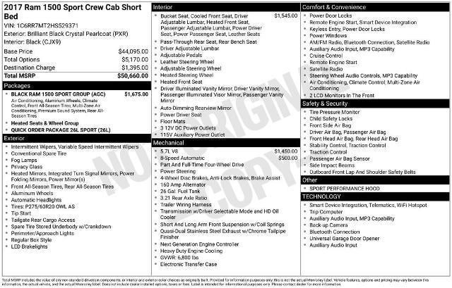 2017 RAM 1500 Sport Crew Cab 4x4 5'7" Box