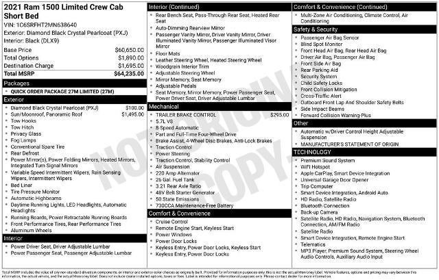2021 RAM 1500 Limited Crew Cab 4x4 5'7" Box