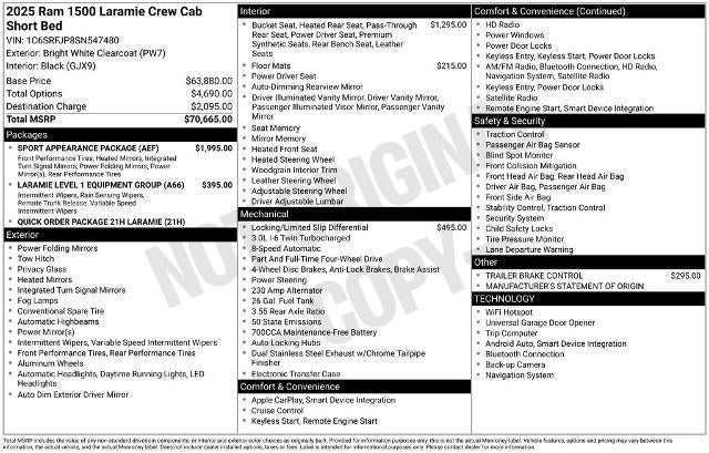 2025 RAM 1500 Laramie Crew Cab 4x4 5'7" Box