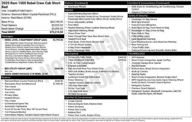 2025 RAM 1500 Rebel Crew Cab 4x4 5'7" Box