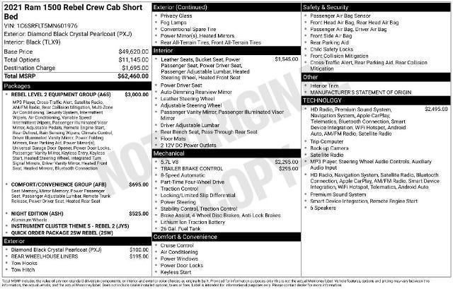 2021 RAM 1500 Rebel Crew Cab 4x4 5'7" Box