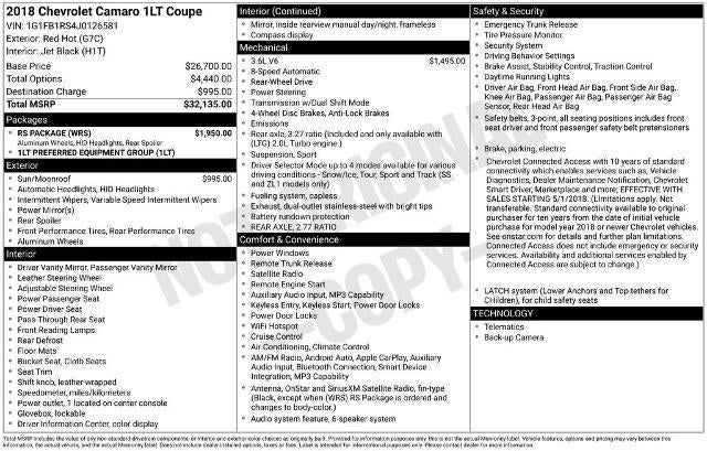 2018 Chevrolet Camaro 1LT