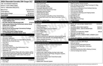 2026 Chevrolet Corvette Z06 2LZ