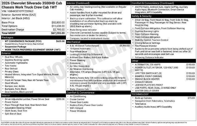2026 Chevrolet Silverado 3500 HD Chassis Cab Work Truck
