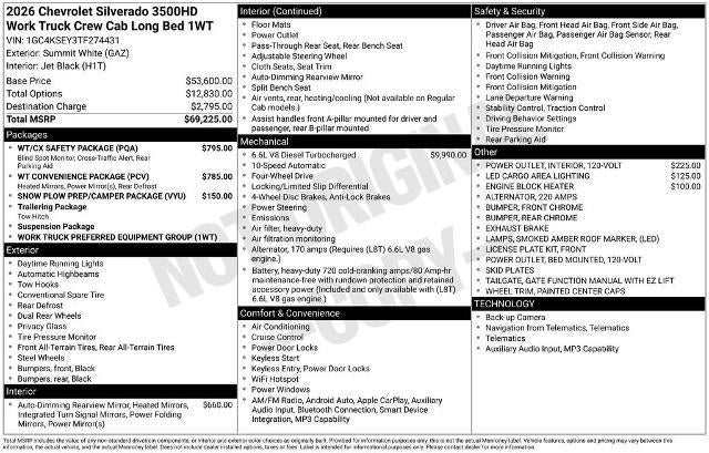 2026 Chevrolet Silverado 3500 HD WT DRW
