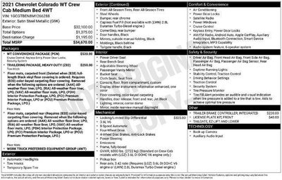2021 Chevrolet Colorado 4WD Work Truck
