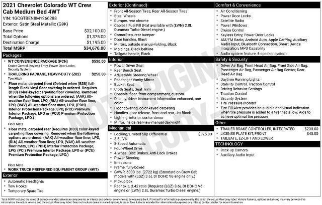 2021 Chevrolet Colorado 4WD Work Truck