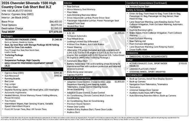 2026 Chevrolet Silverado 1500 High Country