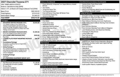 2027 Chevrolet Traverse Z71
