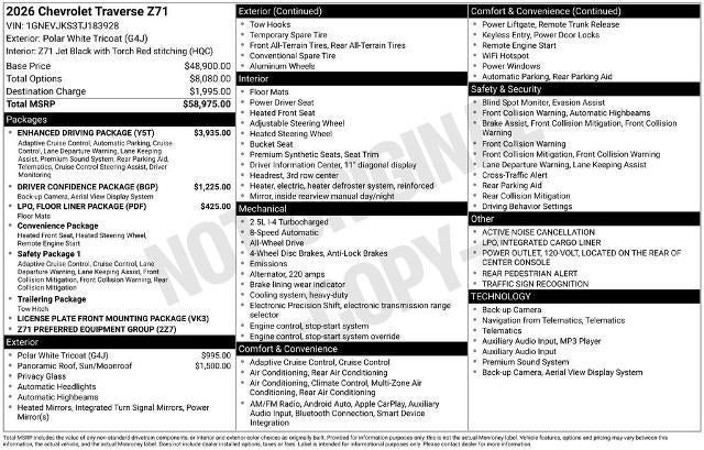 2026 Chevrolet Traverse Z71