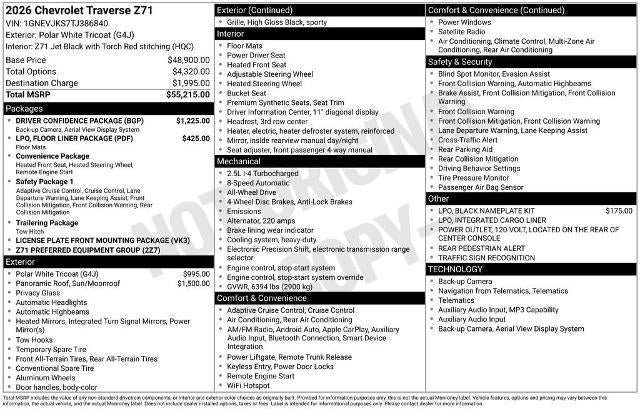 2026 Chevrolet Traverse Z71
