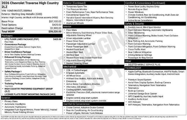 2026 Chevrolet Traverse High Country