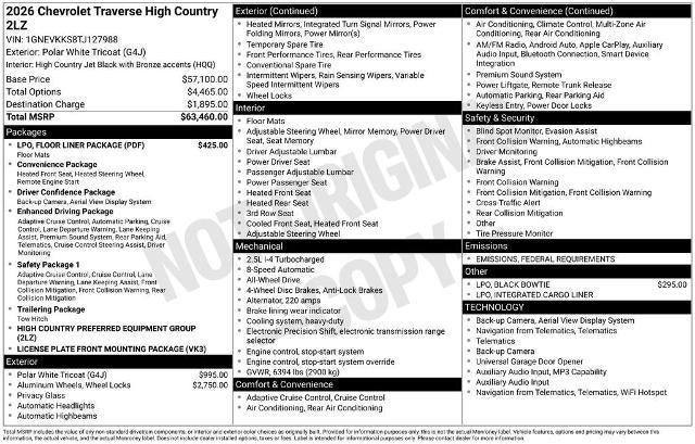 2026 Chevrolet Traverse High Country