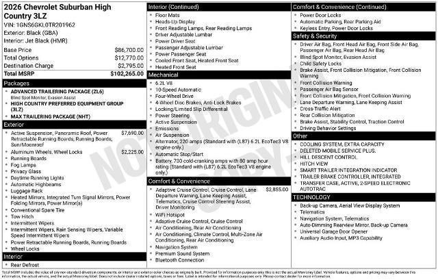 2026 Chevrolet Suburban High Country