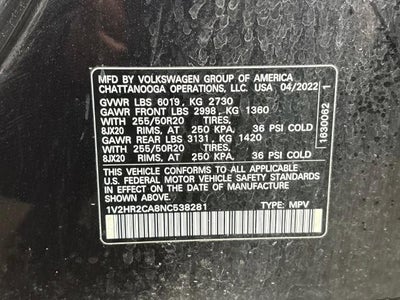 2022 Volkswagen Atlas 3.6L V6 SE w/Technology