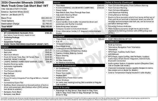 2026 Chevrolet Silverado 2500 HD WT