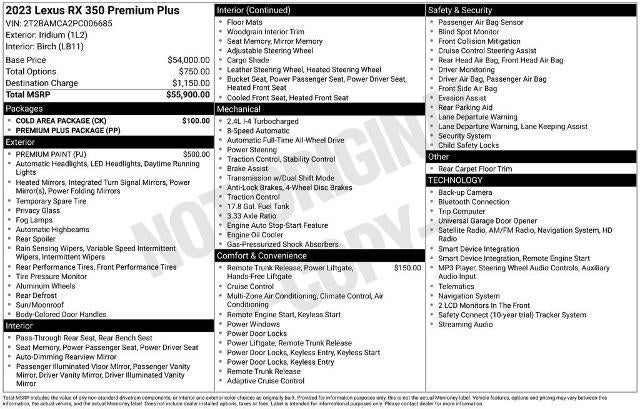 2023 Lexus RX 350 Premium Plus