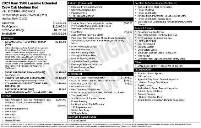 2023 RAM 3500 Laramie Mega Cab 4x4 6'4" Box