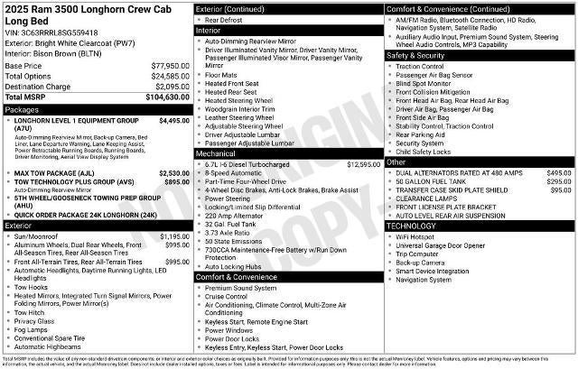2025 RAM 3500 Limited Longhorn Crew Cab 4x4 8' Box