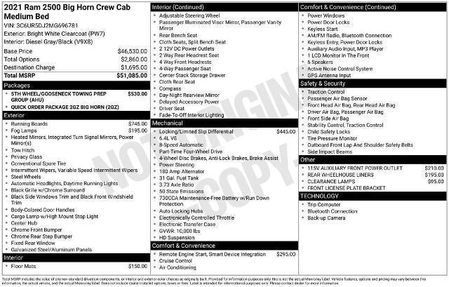 2021 RAM 2500 Big Horn Crew Cab 4x4 6'4" Box