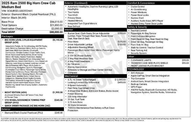 2025 RAM 2500 Big Horn Crew Cab 4x4 6'4" Box