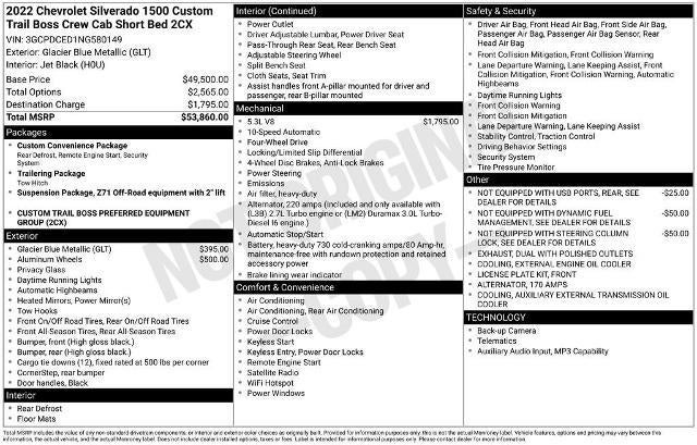 2022 Chevrolet Silverado 1500 Custom Trail Boss