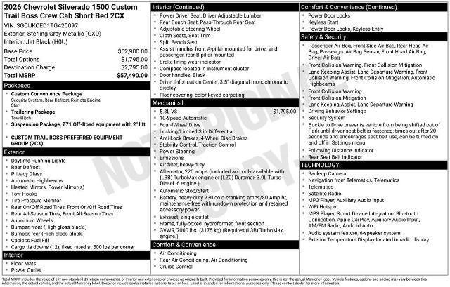 2026 Chevrolet Silverado 1500 Custom Trail Boss