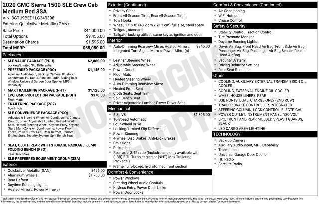 2020 GMC Sierra 1500 SLE