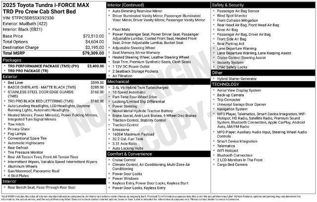 2025 Toyota Tundra Hybrid TRD Pro Hybrid CrewMax 5.5' Bed