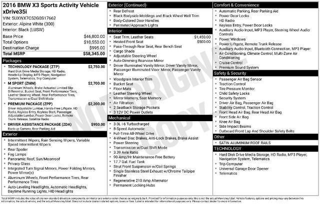 2016 BMW X3 xDrive35i