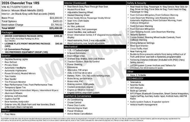 2026 Chevrolet Trax 1RS