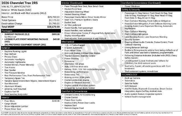 2026 Chevrolet Trax 2RS