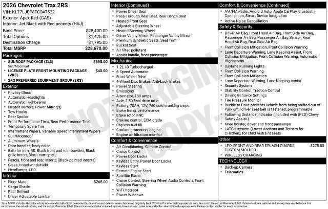 2026 Chevrolet Trax 2RS