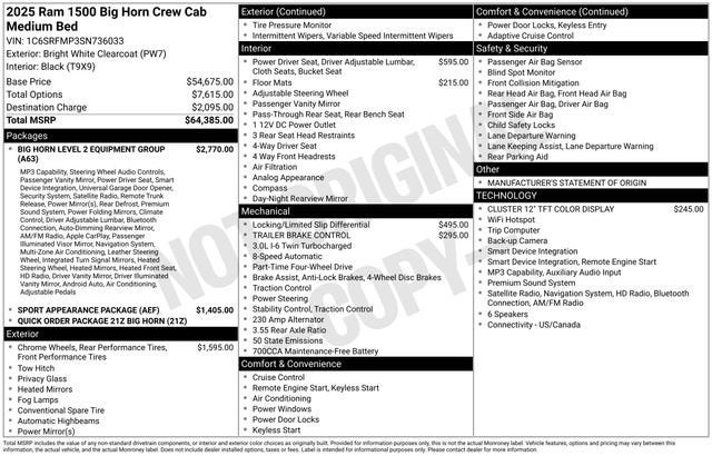 2025 RAM 1500 Big Horn