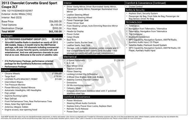2013 Chevrolet Corvette Grand Sport Grand Sport 2LT