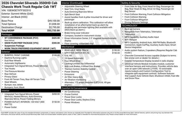 2026 Chevrolet Silverado 3500 HD Chassis Cab Work Truck