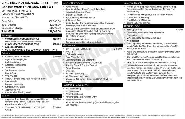 2026 Chevrolet Silverado 3500 HD Chassis Cab Work Truck