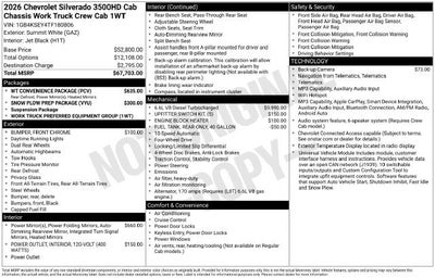 2026 Chevrolet Silverado 3500 HD Chassis Cab Work Truck