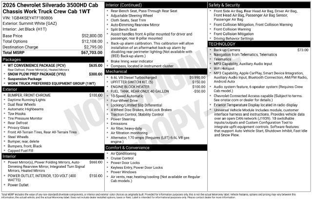 2026 Chevrolet Silverado 3500 HD Chassis Cab Work Truck