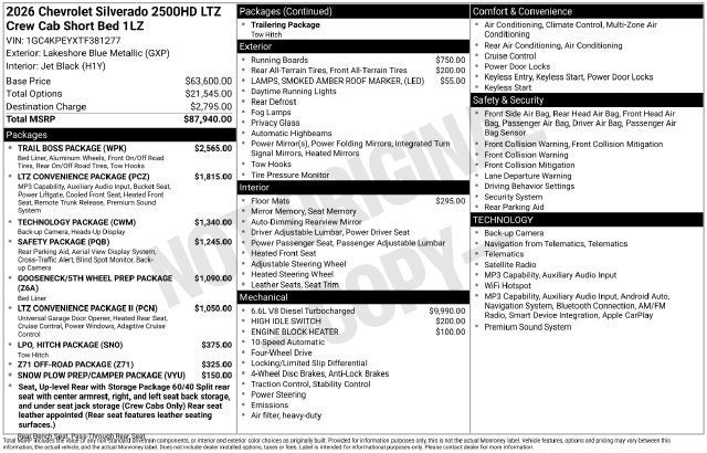 2026 Chevrolet Silverado 2500 HD LTZ