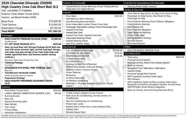 2026 Chevrolet Silverado 2500 HD High Country