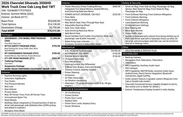 2026 Chevrolet Silverado 3500 HD WT