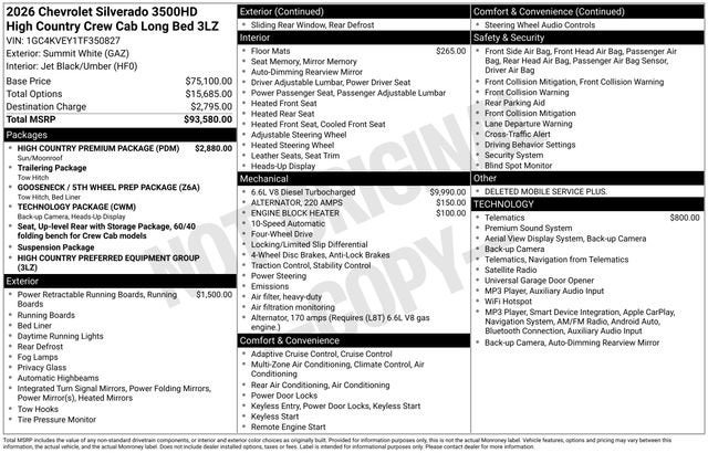 2026 Chevrolet Silverado 3500 HD High Country DRW