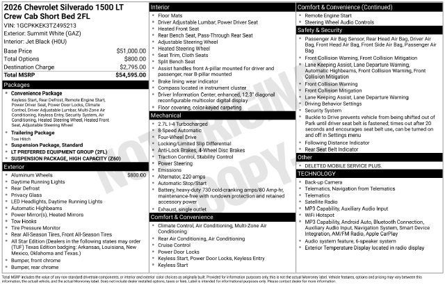 2026 Chevrolet Silverado 1500 LT (2FL)