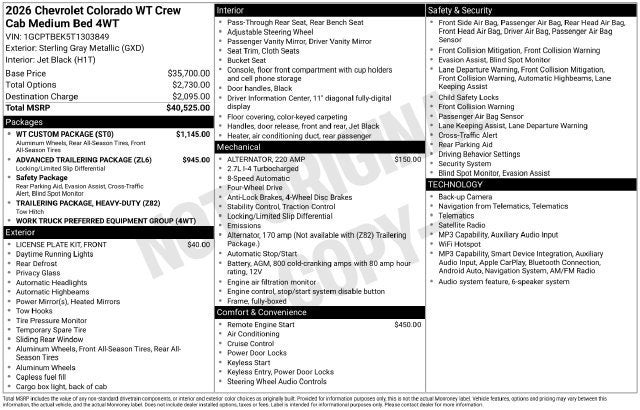 2026 Chevrolet Colorado WT