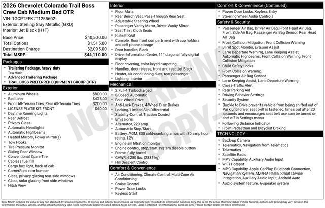 2026 Chevrolet Colorado Trail Boss