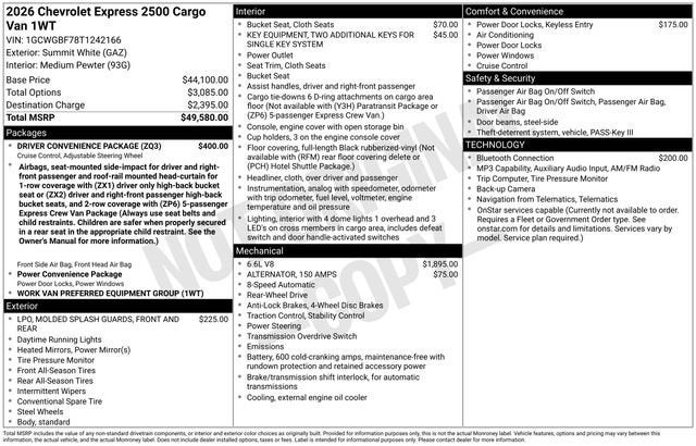 2026 Chevrolet Express Cargo WT