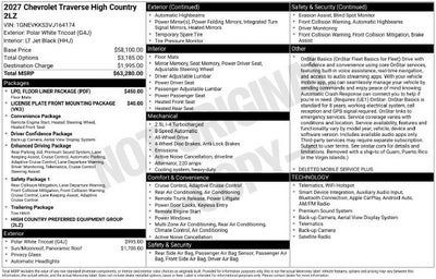 2027 Chevrolet Traverse AWD High Country